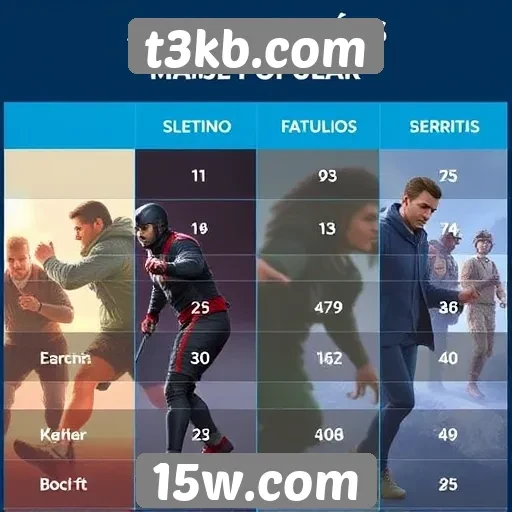 Comparação de jogos populares no t3kb.com
